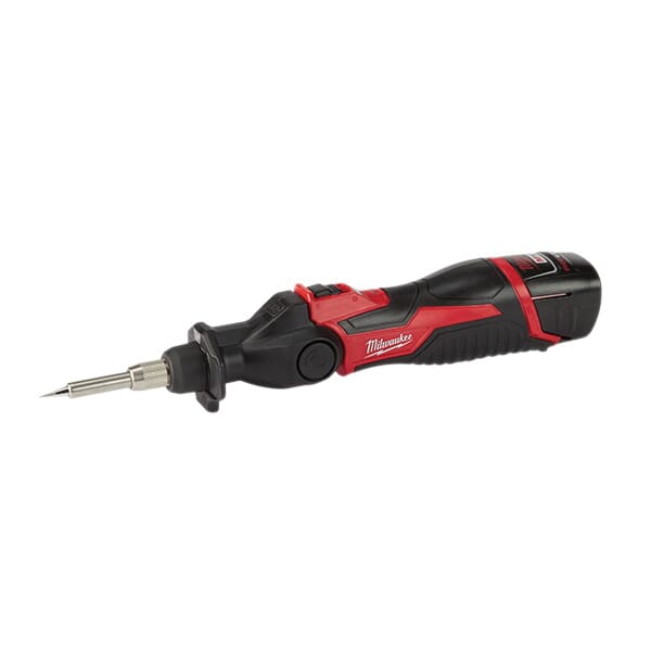 Milwaukee® M12™ 2488-21 Cordless Soldering Iron Kit, 90 W Heater, 750 deg Maximum Temperature, 10.06 in OAL, 0.02 in Dia x 1.55 in L Tip, Rubber Handle Grip, For Use With All M12 Batteries and Chargers